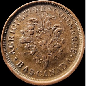 Аверс монеты Канада, 1 су, 1838, Жетон Монреаль /латунь/