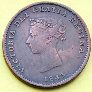 Аверс монеты Канада, ½ пенни, 1843