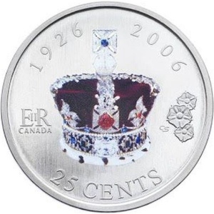 Реверс монеты Канада, 25 центов, 2006, 80 лет Королеве Елизавете II