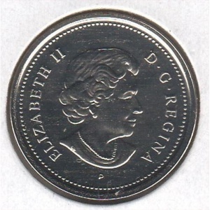 Аверс монеты Канада, 25 центов, 2006, Санта в санях