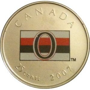 Реверс монеты Канада, 25 центов, 2007, Клубы НХЛ - Оттава Сенаторз
