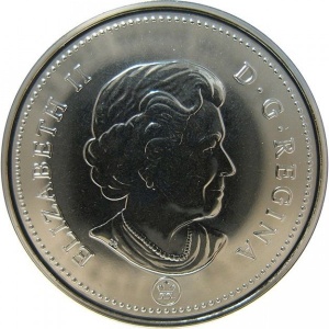 Аверс монеты Канада, 25 центов, 2008, День рождения