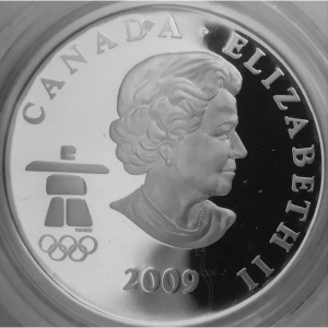Аверс монеты Канада, 25 центов, 2009, XXI зимние Олимпийские Игры, Ванкувер 2010 - Конькобежный спорт