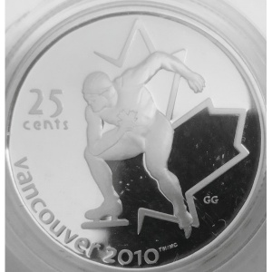 Реверс монеты Канада, 25 центов, 2009, XXI зимние Олимпийские Игры, Ванкувер 2010 - Конькобежный спорт