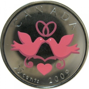 Реверс монеты Канада, 25 центов, 2009, Свадьба