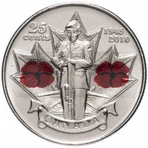 Реверс монеты Канада, 25 центов, 2010, 65 лет победе во Второй мировой войне