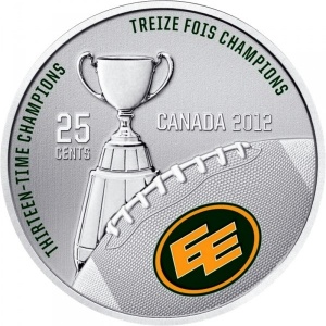 Реверс монеты Канада, 25 центов, 2012, Сотый Кубок Грея - Edmonton Eskimos
