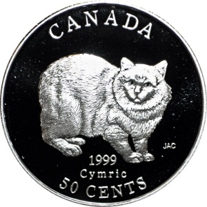 Реверс монеты Канада, 50 центов, 1999, Канадские кошки - Кимрик