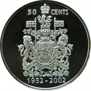 Реверс монеты Канада, 50 центов, 2002, 50 лет правлению Королевы Елизаветы II /EIIR/