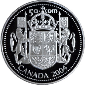Реверс монеты Канада, 50 центов, 2004, Портреты королевы /1-й портрет/