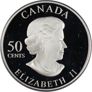 Аверс монеты Канада, 50 центов, 2005, Бабочка Spangled Fritillary