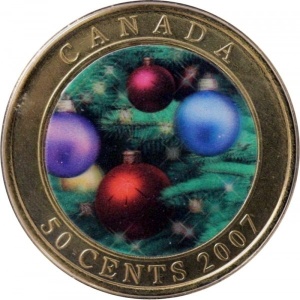 Реверс монеты Канада, 50 центов, 2007, Рождество