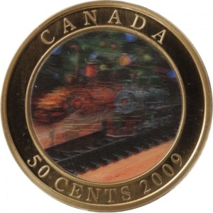 Реверс монеты Канада, 50 центов, 2009, Игрушечный поезд