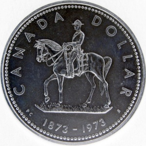 Реверс монеты Канада, 1 доллар, 1973, 100 лет конной полиции Канады