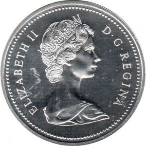 Аверс монеты Канада, 1 доллар, 1975, 100 лет городу Калгари