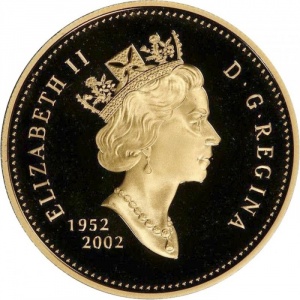 Аверс монеты Канада, 1 доллар, 2002, 50 лет правлению Королевы Елизаветы II