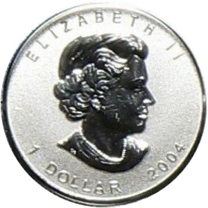 Аверс монеты Канада, 1 доллар, 2004, Кленовый лист