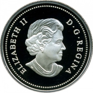 Аверс монеты Канада, 1 доллар, 2005, 40 лет флагу Канады