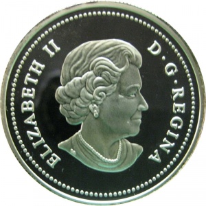 Аверс монеты Канада, 1 доллар, 2005, 40 лет флагу Канады