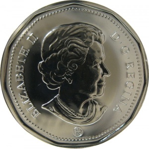 Аверс монеты Канада, 1 доллар, 2008, Логотипы канадских команд НХЛ - Ванкувер Кэнакс /домашняя/