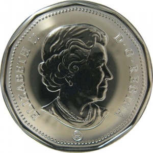 Аверс монеты Канада, 1 доллар, 2009, Майки канадских команд НХЛ - Торонто Мейпл Лифс