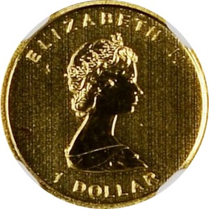 Аверс монеты Канада, 1 доллар, 2009, 30-летие - голограмма с золотым кленовым листом