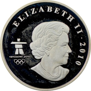 Аверс монеты Канада, 1 доллар, 2010, XXI зимние Олимпийские Игры, Ванкувер 2010 - Маска солнца