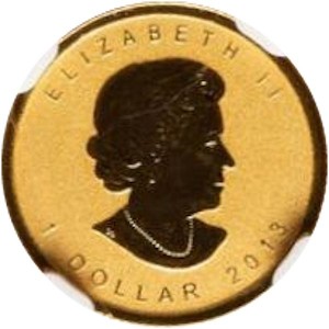 Аверс монеты Канада, 1 доллар, 2013, Два кленовых листа