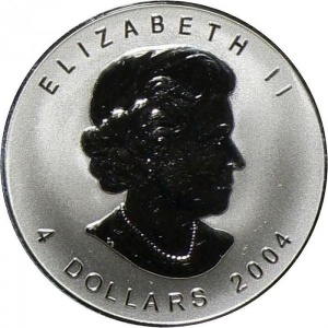 Аверс монеты Канада, 4 доллара, 2004, Кленовый лист