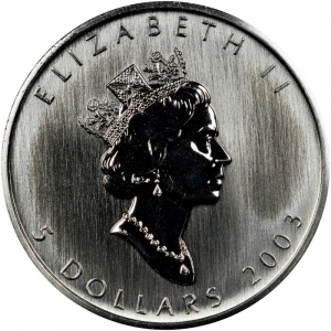Аверс монеты Канада, 5 долларов, 2003, Кленовый лист /голограмма/