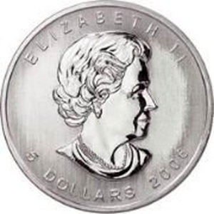 Аверс монеты Канада, 5 долларов, 2008, Зеленый кленовый лист, карточные крести