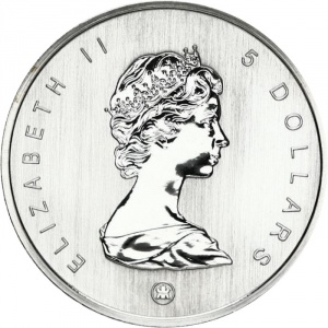 Аверс монеты Канада, 5 долларов, 2008, 20 лет кленовому листу