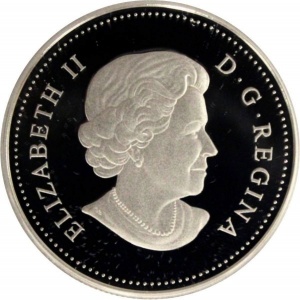 Аверс монеты Канада, 5 долларов, 2012, 25 лет завершению мирового турне Рика Хансена "Человек в движении"