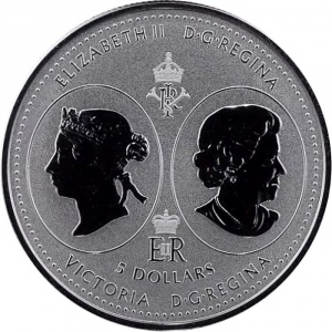 Аверс монеты Канада, 5 долларов, 2019, 200 лет со дня рождения Королевы Виктории