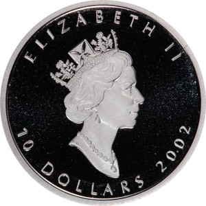Аверс монеты Канада, 10 долларов, 2002, Кленовый лист