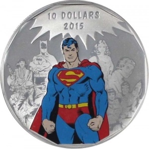Реверс монеты Канада, 10 долларов, 2015, DC Comics - Супермен /в позе/