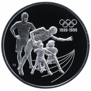Реверс монеты Канада, 15 долларов, 1992, 100 лет Олимпийским играм /бег/