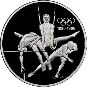 Реверс монеты Канада, 15 долларов, 1992, 100 лет Олимпийским играм /спортсмены/