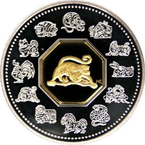 Реверс монеты Канада, 15 долларов, 2004, Китайский гороскоп - год обезьяны