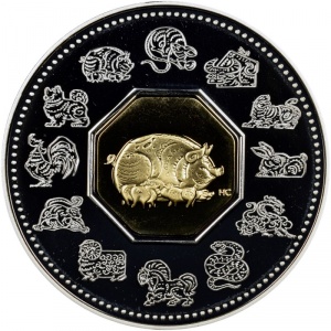 Реверс монеты Канада, 15 долларов, 2007, Китайский гороскоп - год свиньи