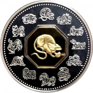 Реверс монеты Канада, 15 долларов, 2008, Китайский гороскоп - год крысы