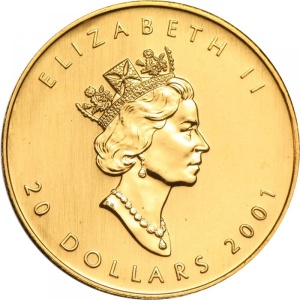 Аверс монеты Канада, 20 долларов, 1990-2003, Кленовый лист