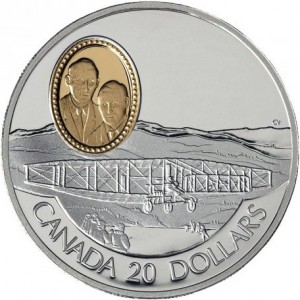 Реверс монеты Канада, 20 долларов, 1991, AEA Silver Dart