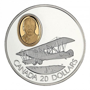 Реверс монеты Канада, 20 долларов, 1992, Curtiss JN-4 "Jenny"