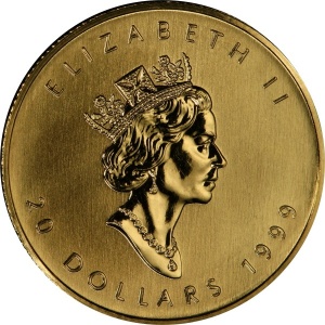 Аверс монеты Канада, 20 долларов, 1999, Кленовый лист /голограмма/