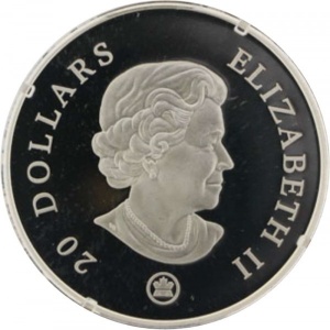 Аверс монеты Канада, 20 долларов, 2008, Хрустальная снежинка - Сапфир