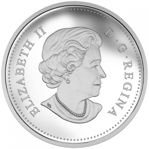 Аверс монеты Канада, 20 долларов, 2015, Гризли - ловля рыбы