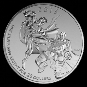 Реверс монеты Канада, 20 долларов, 2016, Бэтмен против Супермена