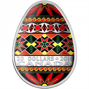 Реверс монеты Канада, 20 долларов, 2016, Традиционная украинская писанка