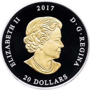 Аверс монеты Канада, 20 долларов, 2017, От моря до моря - Тихоокеанский лосось